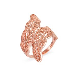 Textured Leaf Ring in 9ct Rose Gold