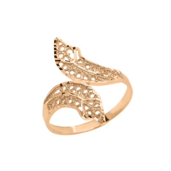 Textured Double Leaf Ring in 9ct Gold