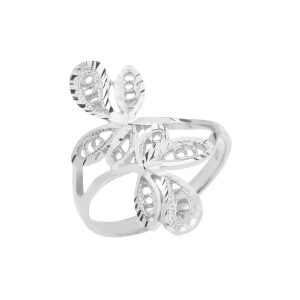 Abstract Filigree Leaf Ring in Sterling Silver