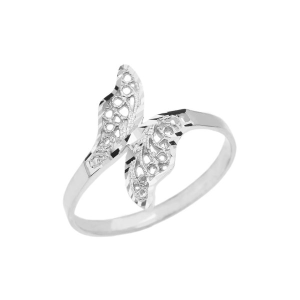 Subtle Leaf Wrap Filigree Ring in Sterling Silver