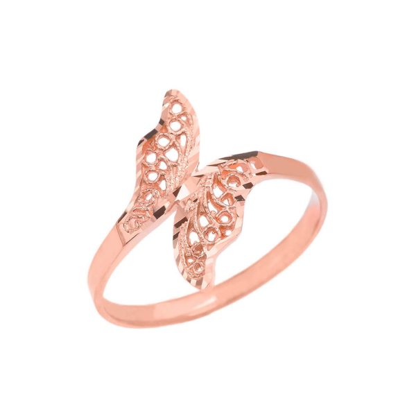 Subtle Leaf Wrap Filigree Ring in 9ct Rose Gold