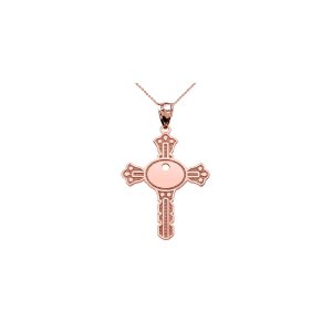 Unique Design Key Cross Pendant Necklace in 9ct Rose Gold