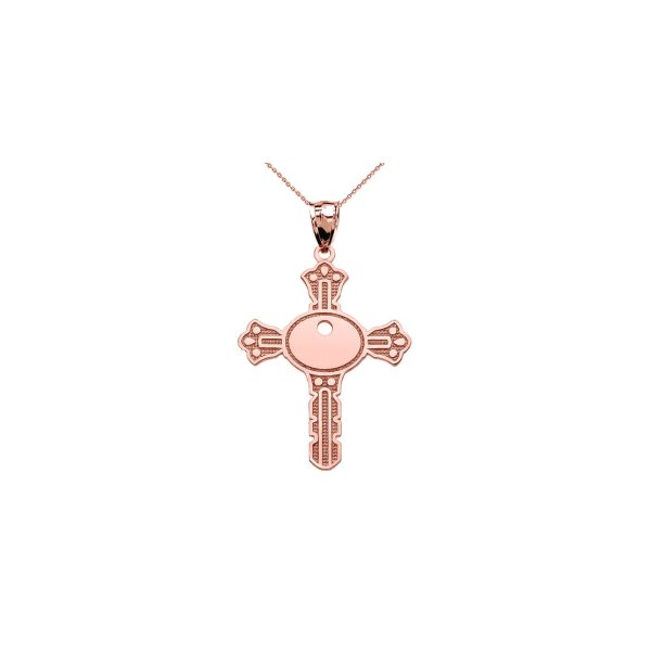 Unique Design Key Cross Pendant Necklace in 9ct Rose Gold