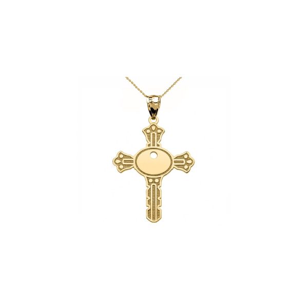 Unique Design Key Cross Pendant Necklace in 9ct Gold