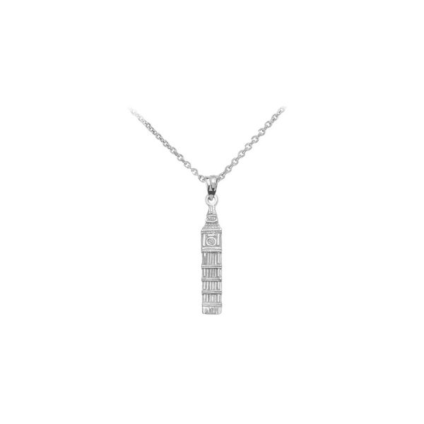 Big Ben Pendant Necklace in 9ct White Gold