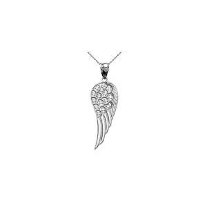 Diamond Embellished Divine Angel Pendant Necklace in 9ct White Gold