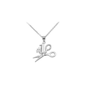 #1 Hairdresser Pendant Necklace in 9ct White Gold