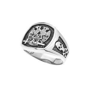 Men's Masonic Emblem Ring in 9ct White Gold