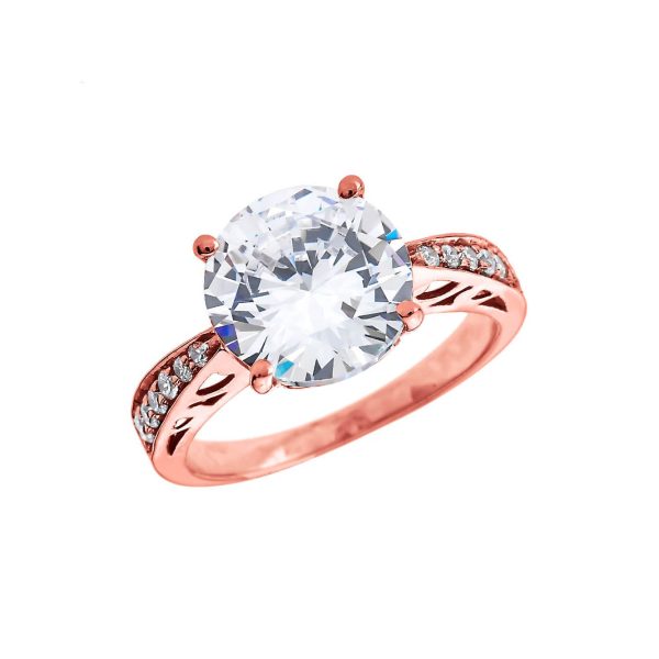 White Topaz & Diamond Ring in 9ct Rose Gold