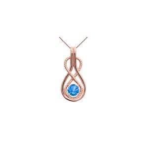 Blue Topaz Infinity Rope Gemstone Pendant Necklace in 9ct Rose Gold