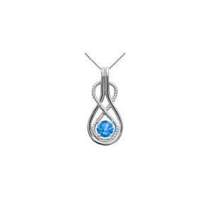 Blue Topaz Infinity Rope Gemstone Pendant Necklace in 9ct White Gold