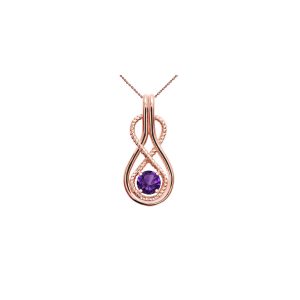 Amethyst Infinity Rope Gemstone Pendant Necklace in 9ct Rose Gold