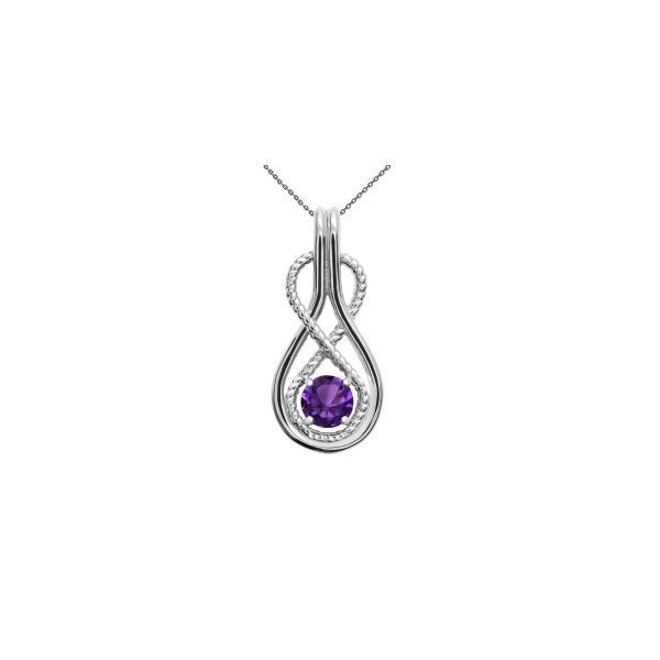 Amethyst Infinity Rope Gemstone Pendant Necklace in 9ct White Gold