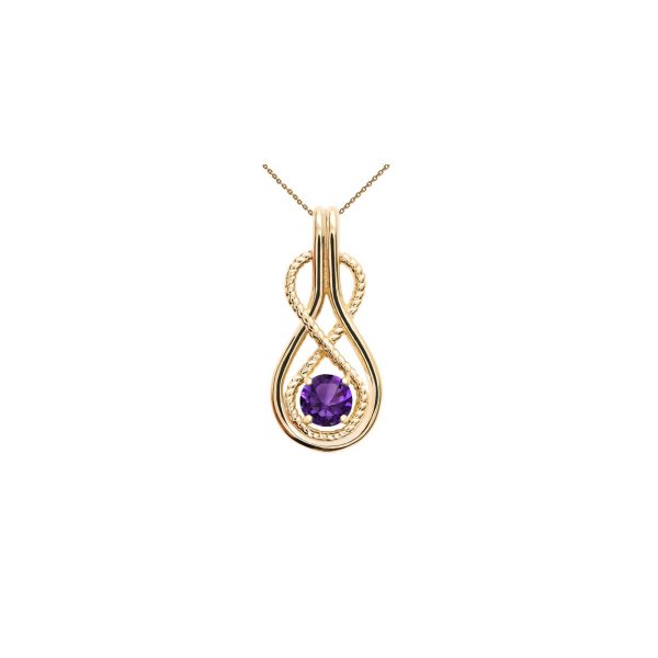 Amethyst Gemstone Infinity Rope Pendant Necklace in 9ct Gold