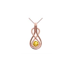 Citrine Gemstone Infinity Rope Pendant Necklace in 9ct Rose Gold