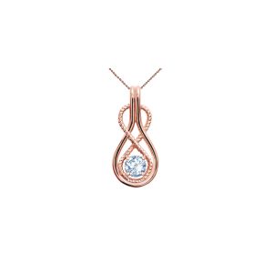 Aquamarine Infinity Rope Gemstone Pendant Necklace in 9ct Rose Gold