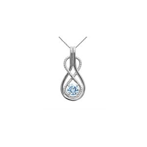 Aquamarine Infinity Rope Gemstone Pendant Necklace in 9ct White Gold