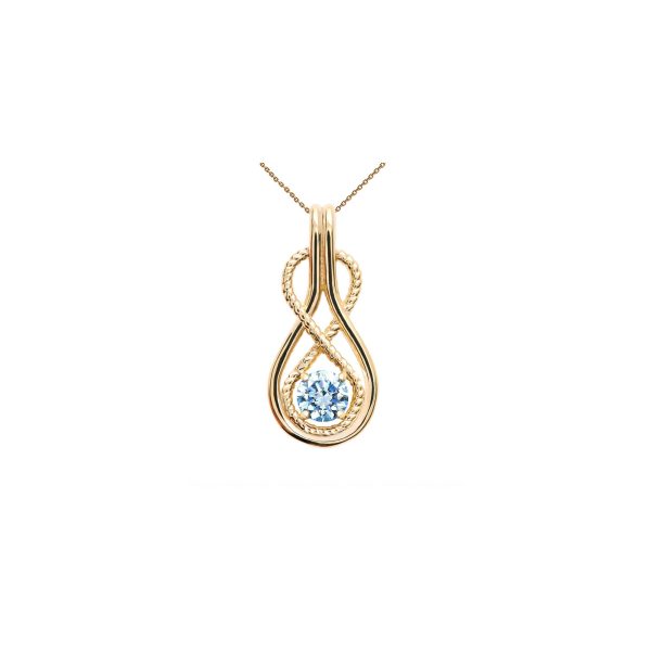 Aquamarine Infinity Rope Gemstone Pendant Necklace in 9ct Gold