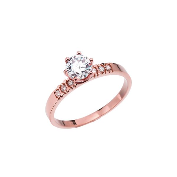 White Topaz & Diamond Eternal Ring in 9ct Rose Gold