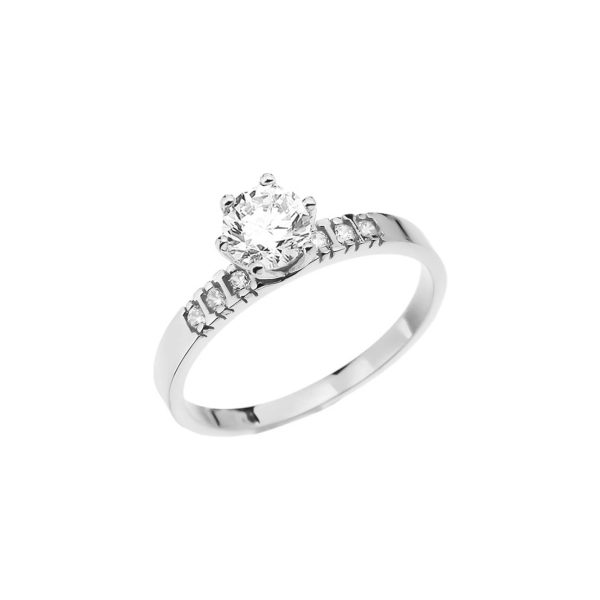 White Topaz & Diamond Eternal Ring in 9ct White Gold