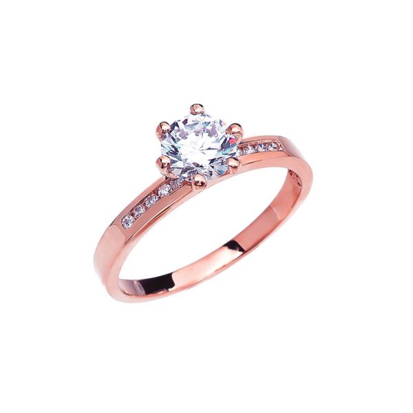 White Topaz & Diamond Channel Set Ring in 9ct Rose Gold