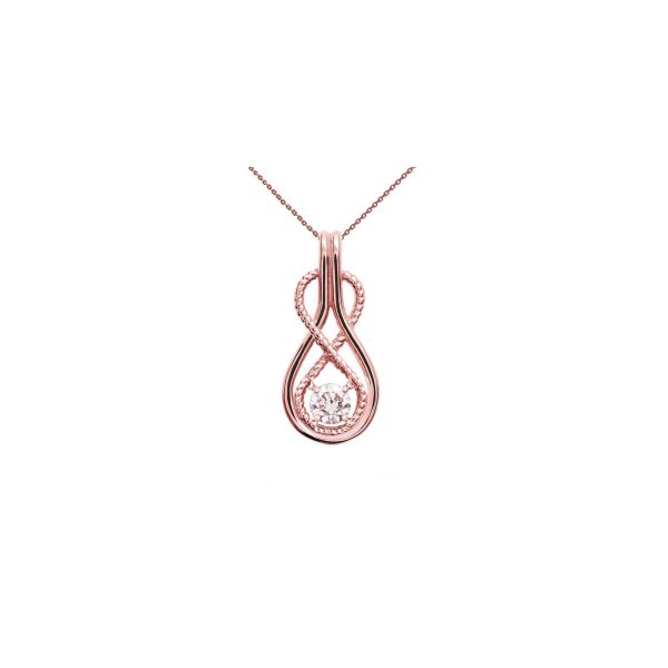 Champagne Diamond Infinity Rope Pendant Necklace in 9ct Rose Gold