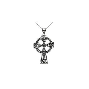 Celtic Cross Trinity Knot Pendant Necklace in Sterling Silver