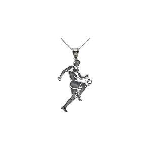 Men's Footballer Pendant Necklace in Sterling Silver