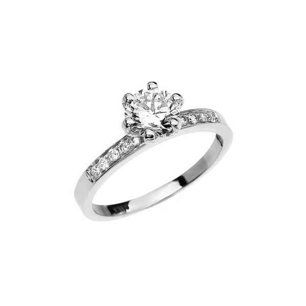 White Topaz & Diamond Eternal Ring in 9ct White Gold