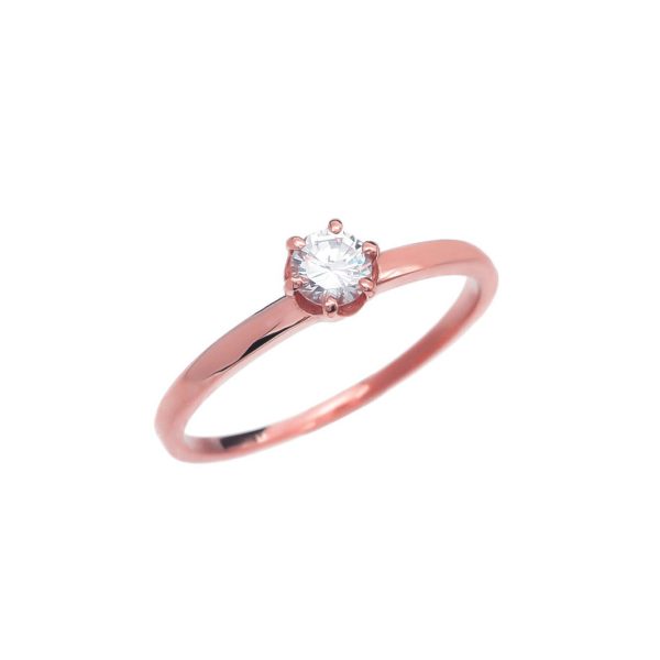 Diamond No Frills Engagement Ring, 0.2 ct in 9ct Rose Gold