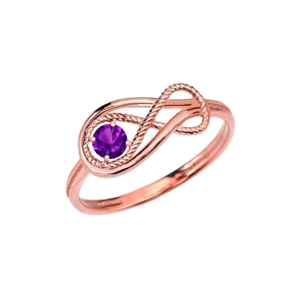 Amethyst Rope Infinity Ring in 9ct Rose Gold