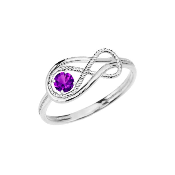 Amethyst Rope Infinity Ring in 9ct White Gold