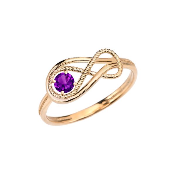 Amethyst Rope Infinity Ring in 9ct Gold