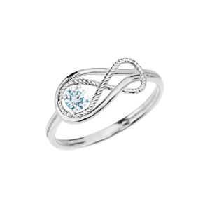 Aquamarine Rope Infinity Ring in 9ct White Gold