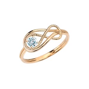 Aquamarine Rope Infinity Ring in 9ct Gold