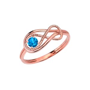 Blue Topaz Rope Infinity Ring in 9ct Rose Gold