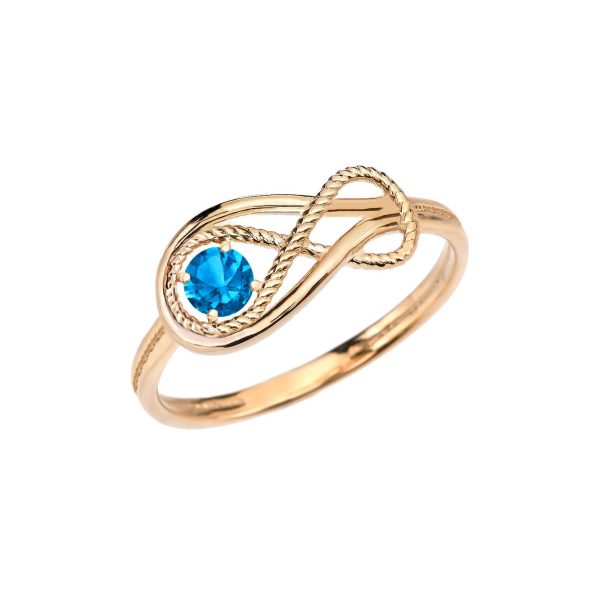 Blue Topaz Rope Infinity Ring in 9ct Gold