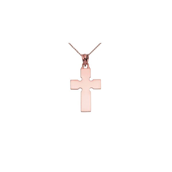 Modern Celtic Cross Pendant Necklace in 9ct Rose Gold