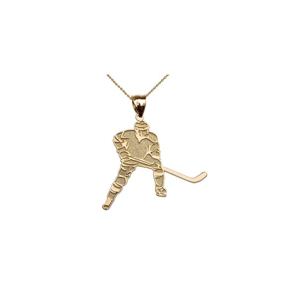 Men's Hockey Player Pendant Necklace in 9ct Gold