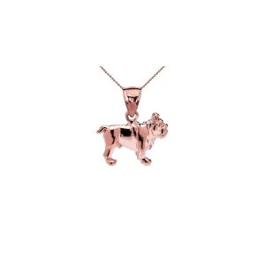 Bulldog Pendant Necklace in 9ct Rose Gold