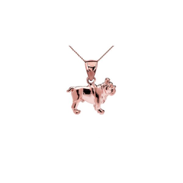 Bulldog Pendant Necklace in 9ct Rose Gold