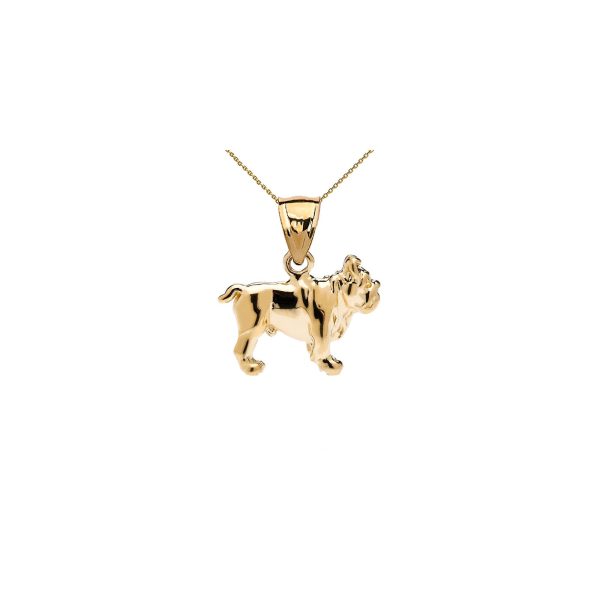 Bulldog Pendant Necklace in 9ct Gold