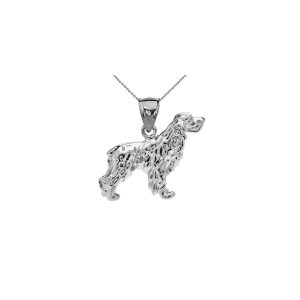 Cocker Spaniel Dog Pendant Necklace in 9ct White Gold