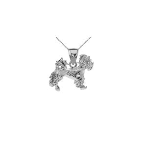 Terrier Dog Pendant Necklace in 9ct White Gold