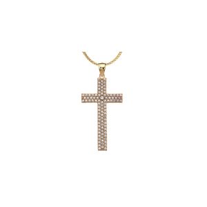 CZ Embellished Cross Pendant Necklace in 9ct Gold