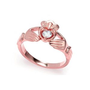 Diamond Claddagh Crown Heart Ring, 0.16 ct in 9ct Rose Gold