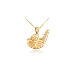 Men's Golf Club Charm Pendant Necklace in 9ct Gold