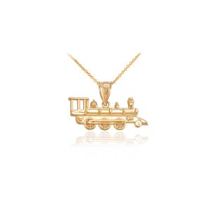 Men's Steam Train Pendant Necklace in 9ct Gold