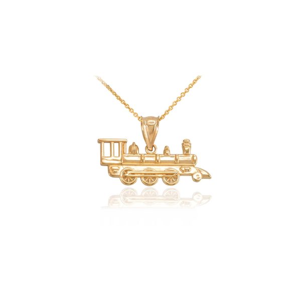 Men's Steam Train Pendant Necklace in 9ct Gold