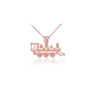 Men's Steam Train Pendant Necklace in 9ct Rose Gold